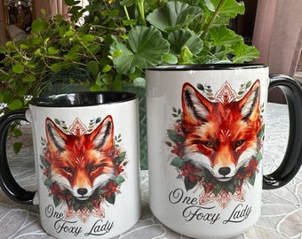 Watercolor Fox Mug Gift for Mom, Wife, Funny Foxy Lady Coffee Cup, Cute Animal Art Mother’s Day Birthday Unique Charming Delightful Present