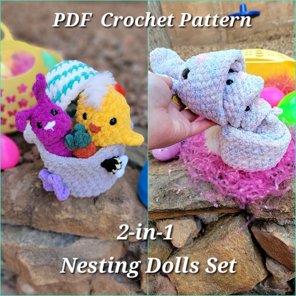 2-in-1 Bunny & Easter Nesting Dolls Pattern, Crochet, PDF, Bunnies, Easter ENGLISH