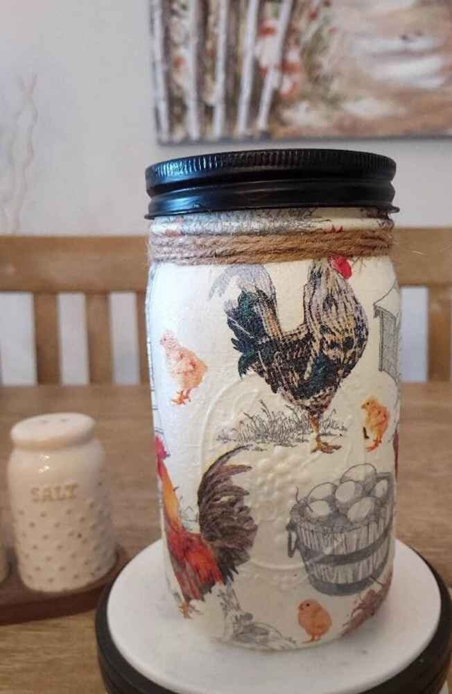 ROOSTER CANISTER, Rooster Mason Jar Canister, Rooster Lover Gift