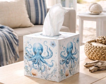 Decorative Octopus Tissue Box Cover: Nautical Accent Decor