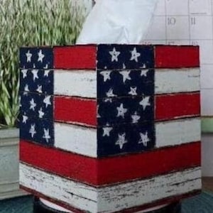 PATRIOTIC Tissue Box Cover, Tissue Box Cover, Square Tissue Box Cover, Patriotic Decoration, Patriotic Decor, Square Tissue Box Cover