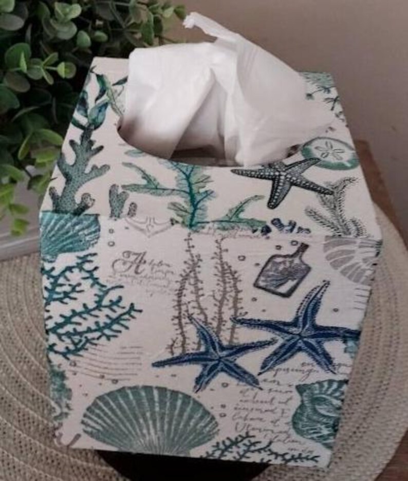 Beach Coastal Tissue Box Cover: Beach Accent Decor - Etsy