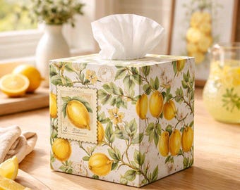 Lemon Tissue Box Cover: Lemons Accent Decor
