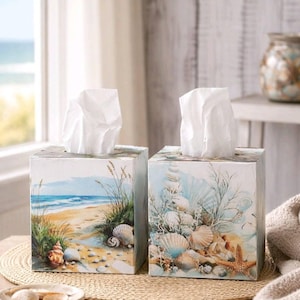 Decorative Beach Tissue Box Cover: Beach/Nautical Accent Decor