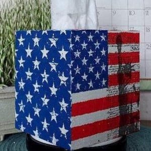 PATRIOTIC Tissue Box Cover, Tissue Box Cover, Square Tissue Box Cover, Patriotic Decoration, Patriotic Decor, Square Tissue Box Cover