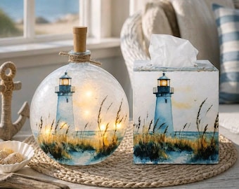 Decorative Light House Tissue Box Cover: Light House Accent Decor