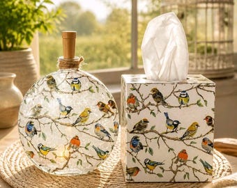 Decorative Birds Tissue Box Cover: Bird Accent Decor