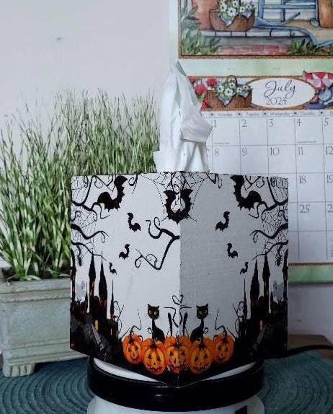 Halloween Pumpkin Tissue Box Cover - Cute Smiling Jack O' Lantern Holder For Fall & Halloween Decor
