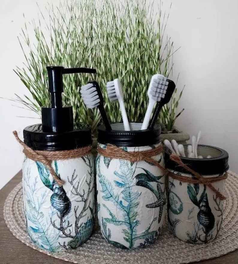 BEACH BATHROOM SET, Beach Soap Dispenser, Beach Decoration, Beach ...