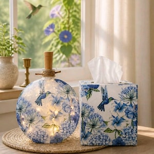 Floral/Hummingbird Tissue Box Cover: Floral Accent Decor