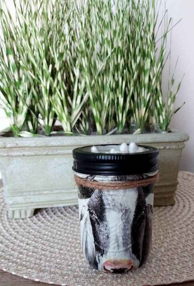 COW BATHROOM SET, Cow Canister Set, Cow Mason Jar Decor, Cow Decor