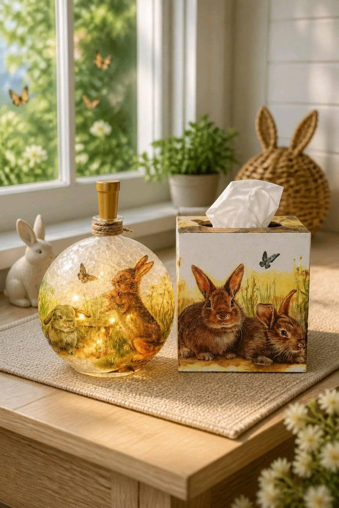 White Rabbit Tissue Decorative Rabbit Tissue Box Cover: Rabbit Accent Decor - Etsy