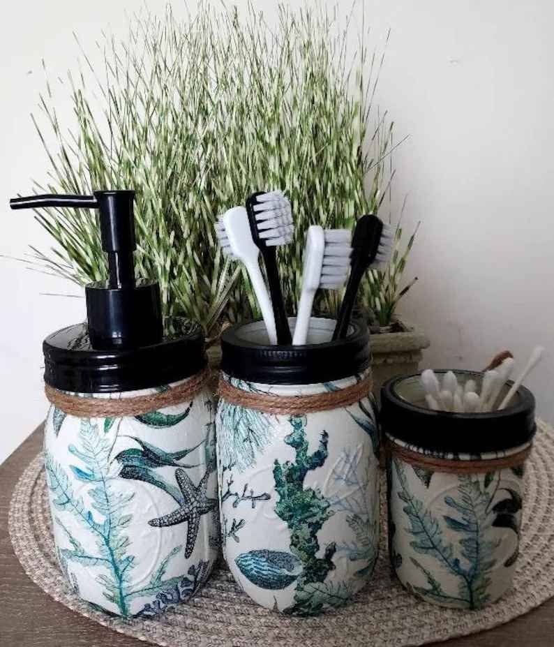 BEACH BATHROOM SET, Beach Soap Dispenser, Beach Decoration, Beach ...