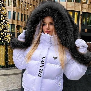 Prada coat women's with fur hood Outlet