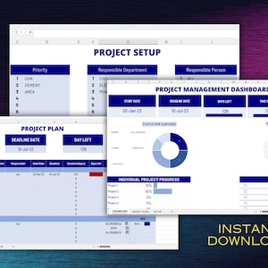 Project Management Plan, 3 Simplified Tabs For Easy Use, User Friendly Excel Spreadsheet For Managing Project Progress And Time Lines