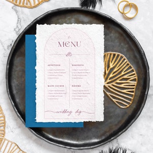 Szablon menu weselnego, stylowe menu z atrakcyjnymi czcionkami weselnymi, prosty projekt i możliwość edycji, do wyboru kolor biały, szary lub czerwony