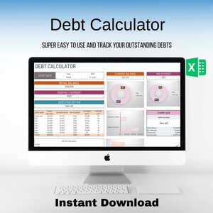 Calculadora y rastreador de deudas en formato Excel Rastreador de deudas automatizado y fácil de usar para la planificación financiera Herramienta para calcular el reembolso de préstamos