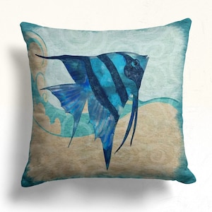 Nautical Outdoor Cushion Cover, Fish Throw Pillow, Sea Life Pillow, Magical Pillow Covers, Seahorse Pillowcase, Plain Design Pillowcase