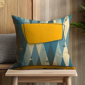 Modern Retro Geometric Pillow Cover, Abstract Colorful Throw Pillow, Sofa Cushion Case, Stylish Living Room Decor, Decorative Pillow Cover