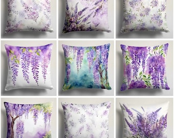 Lavender Design Pillow Covers, Floral Lilac Accent Cushion Cover, Lavender Pillow Case, Purple Throw Pillow, Spring Flower Cushion Cover