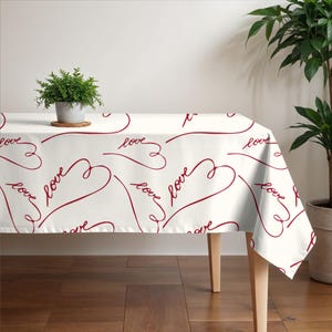 Valentine's Day Heart and Love Designs Tablecloths - Hearts, Love Script and Angel Wings for Romantic Occasions, Gift for Her