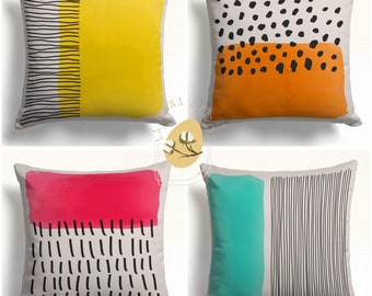 Abstract Color Block Pillow Covers, Modern Artistic Cushions, Minimalist Geometric Throw Pillows, Bold and Vibrant Home Decor Accent