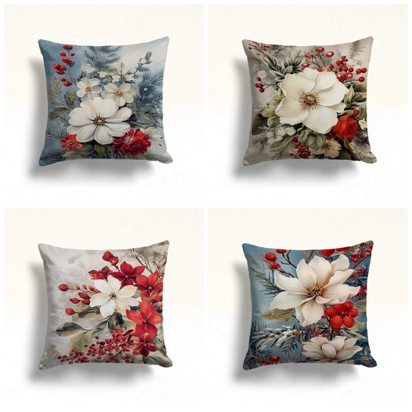 Floral watercolor flower design linen/ Sunflower Rose Peony throw pillow covers / Floral Spring Summer home decor Pillowcases, Accent Pillow