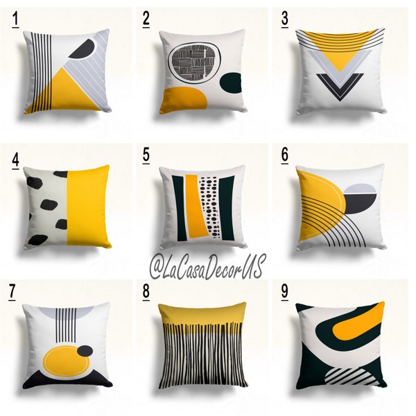 Black and Yellow  Modern Pillow Cases, Boho Throw Pillow, Retro Decor Pillow Sham, Modern Pillow Covers Set, Abstarct Pattern Pillowcases