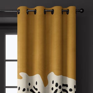 Abstract Yellow Brush Pattern Curtains, Modern Artistic Window Drapes ...