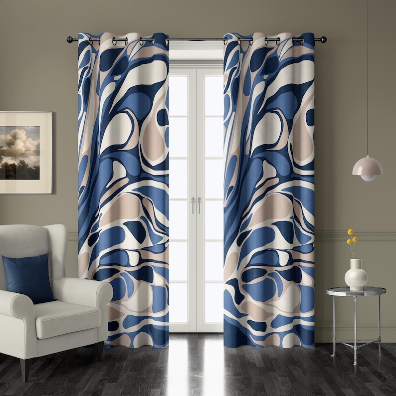 navy-blue-and-beige-abstract-pattern-curtains-contemporary-custom-size