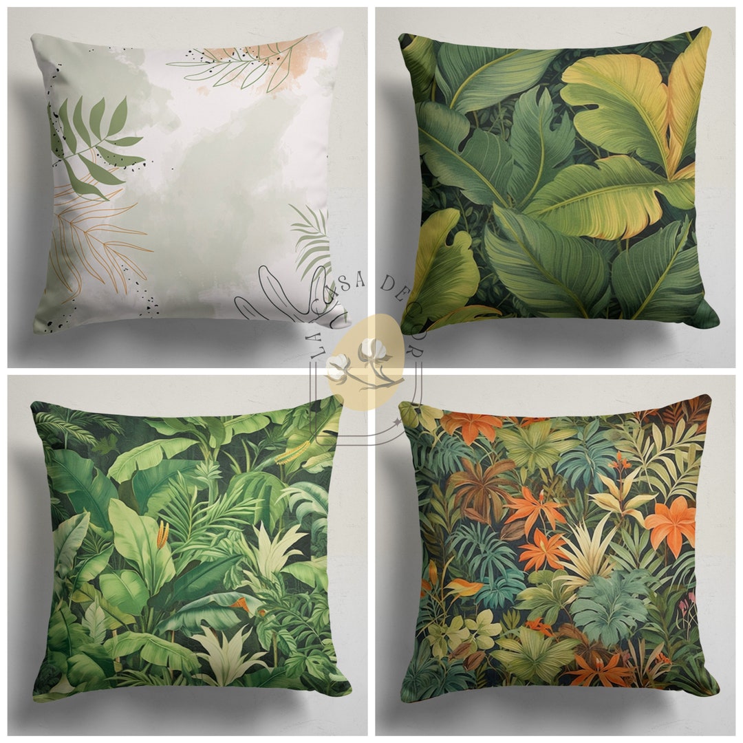 Leaf Pillow Cover Green Leaf Pillow Floral Pillow Case Etsy