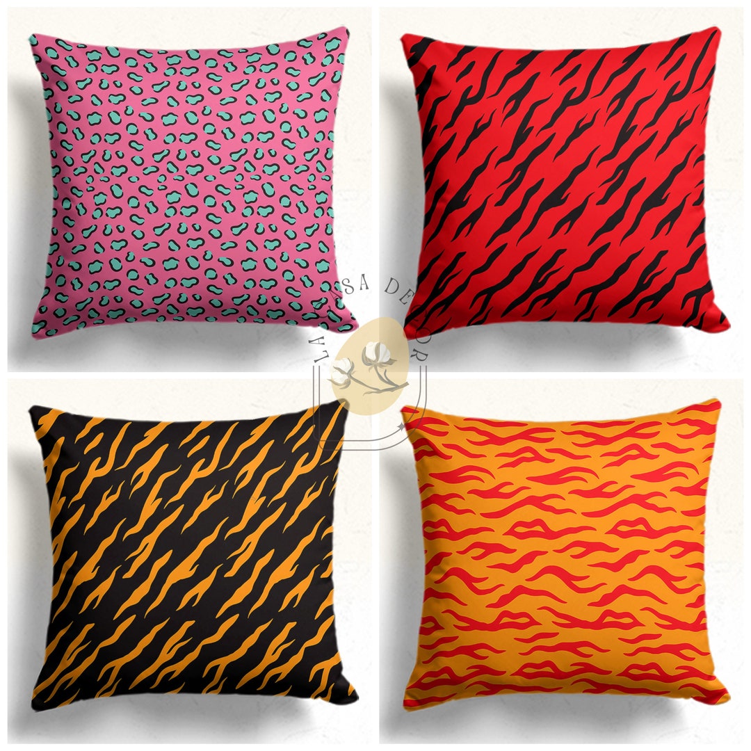 Animal Print Pillow Case, Leopard Print Body &amp; Bolster Pillow Cover, Zebra Lumbar Pillow Case ...