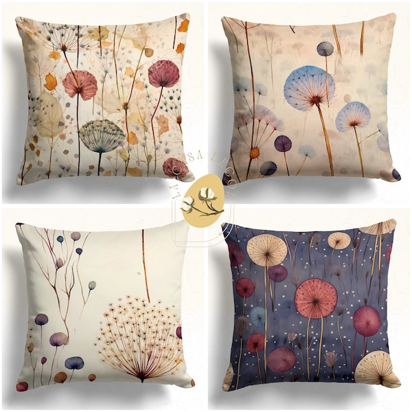 Dandelion Pillow Cover, Soft Color Floral Pillow Case, Colorful Cushion Cover, Abstarct Flower Cushion Case, Modern Decoration Pillowcase