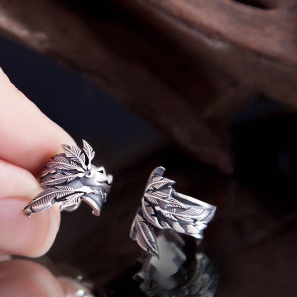 Bijou d'oreille en argent sterling Quetzalcoatl - Bijou d'oreille en serpent à plumes