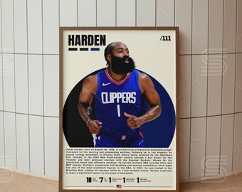 James Harden Poster, Basketball Player Poster, NBA Posters, Sports Poster, Basketball Wall Art, Sports Bedroom Posters