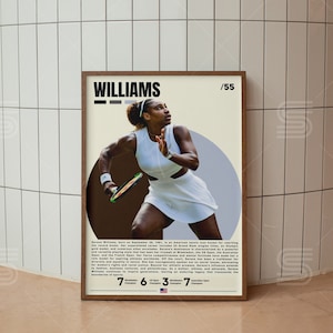 Póster de Serena Williams, póster de tenista, regalos de tenis, póster deportivo, arte mural de tenis, pósteres deportivos para dormitorio