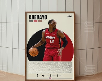 Bam Adebayo Poster, Basketball Player Poster, Miami Heat Posters, Sports Poster, Basketball Wall Art, Sports Bedroom Posters