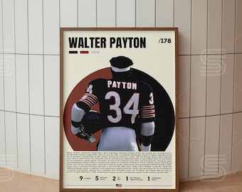 Walter Payton Poster, NFL Poster, Sports Poster, Football Poster, NFL Wall Art, Sports Bedroom Posters, Digital Sports Poster