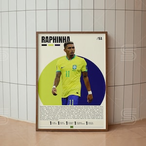 Raphinha Poster, Fußballspieler Poster, Sport Geschenke, Sport Poster, Fußball Wandkunst, Sport Schlafzimmer Poster