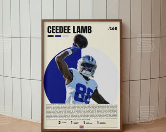 CeeDee Lamb Poster, NFL Poster, Sportposter, Football Poster, NFL Wandkunst, Sport Schlafzimmerposter, Digitales Sportposter