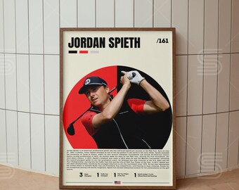 Jordan Spieth Poster, Golf Poster, Motivationsposter, Sportposter, digitale moderne Sportkunst, Golfgeschenke, Golf-Wandkunst