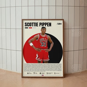 Scottie Pippen Poster, Basketball Legends Player Poster, NBA Posters, Sports Poster, Basketball Wall Art, Sports Bedroom Posters