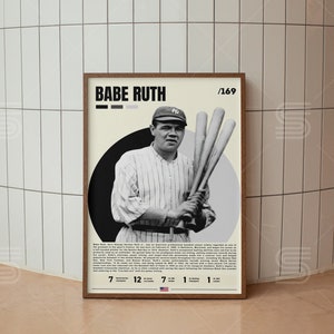 Babe Ruth Poster, Baseball Digital Posters, Baseball Legend Prints, Sports Poster, Baseball Player Gift, Baseball Wall Art