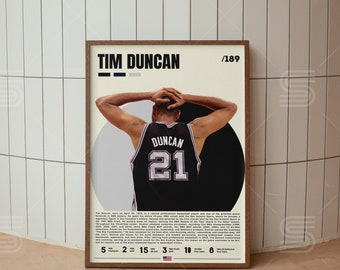Tim Duncan Poster, Basketball Legends Player Poster, NBA Posters, Sports Poster, Basketball Wall Art, Sports Bedroom Posters