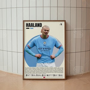 Erling Haaland Poster, Fußballspieler Poster, Fußball Geschenke, Sport Poster, Fußball Wandkunst, Sport Schlafzimmer Poster