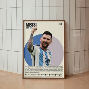 Lionel Messi Poster, Football Player Poster, Soccer Gifts, Sports Poster, Soccer Wall Art, Sports Bedroom Posters