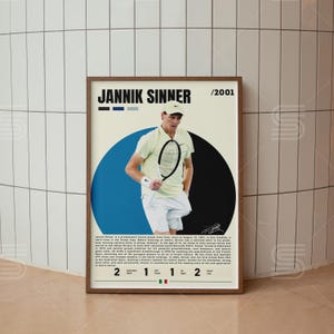 Jannik Sinner Poster, Tennis Player Poster, Tennis Gifts, Sports Poster, Tennis Wall Art, Sports Bedroom Posters