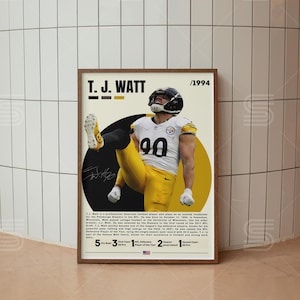 Poster di T. J. Watt, poster della NFL, stampa di football americano, poster di football americano, arte murale della NFL, poster sportivi per la camera da letto, poster sportivi digitali