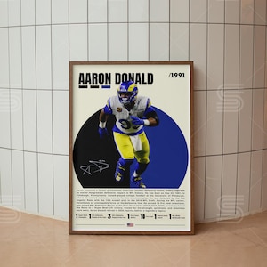Poster di Aaron Donald, poster della NFL, stampa di football americano, poster di football americano, arte murale della NFL, poster sportivi per la camera da letto, poster digitale di sport