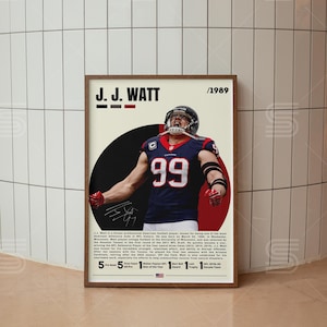Poster di J. J. Watt, poster della NFL, stampa di football americano, poster di football americano, arte murale della NFL, poster sportivi per la camera da letto, poster sportivi digitali